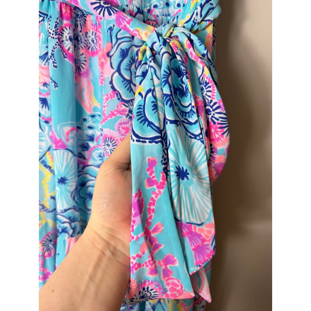 Lilly Pulitzer Blue Maxi Dress Beach Vacation Tropical Nautical - Picture 9 of 16